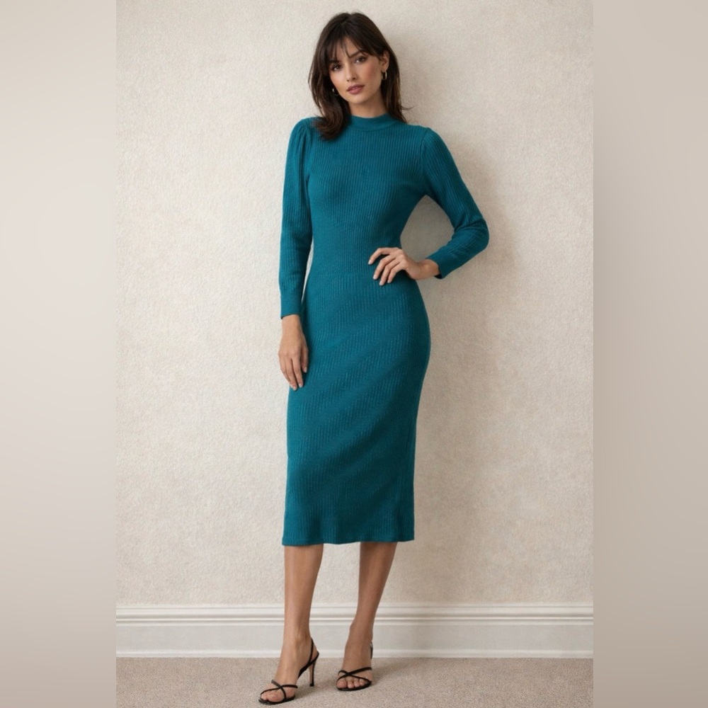 Vintage 90s Keith Adams sz6 Teal LS Dress.Estate item.$$$ on another site